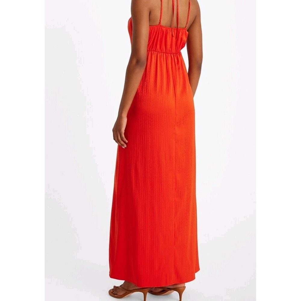 NWT Express Red Orange Maxi Dress M Summer Halter Keyhole Cutout Beach Vacation - Picture 2 of 10